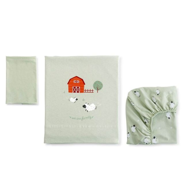 Draps 3 Pièces 60x120 Jersey Funny Farm Menthe