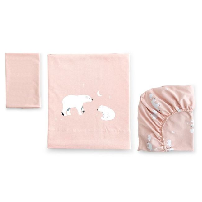 3-teiliges Minicuna Jersey Polaris Rosa Bettlaken