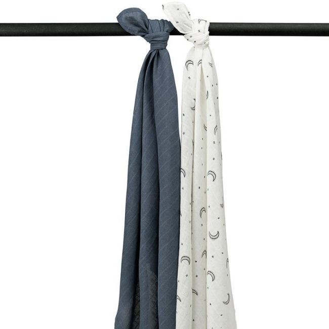 Grande Mussola Pacco da 2 120X120 Cm Me-Moon Indigo