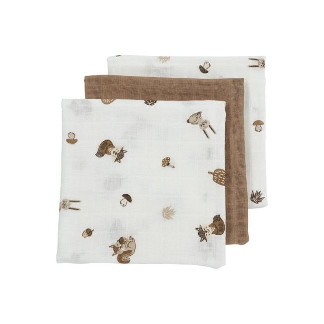 Mittlere Musselin Packung von 3 70X70 Cm Me-Forest Animals Toffee