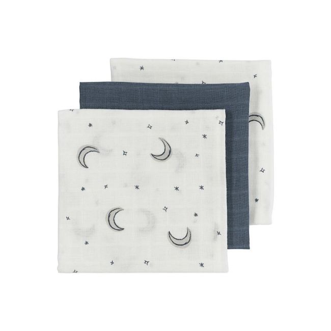 Mittlere Musselin Packung von 3 70X70 Cm Me-Moon Indigo