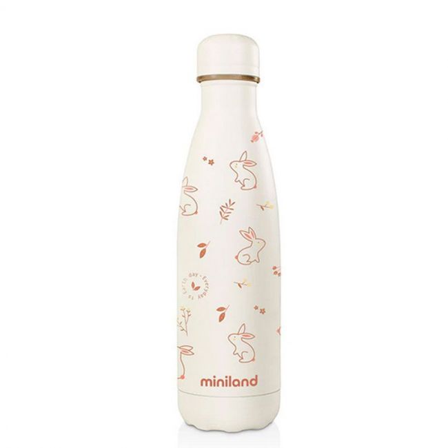 Miniland Natur Bunny Eco Thermosflasche (500 ml) in Weiß.