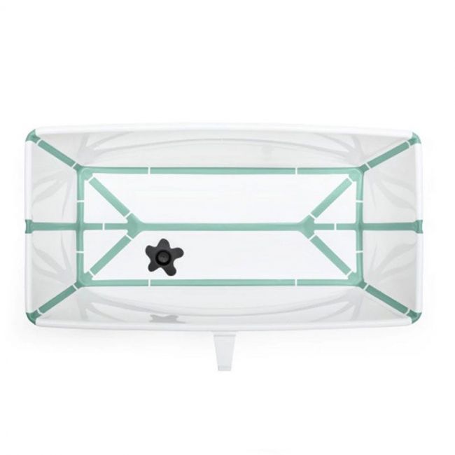 Imposta Vasca Pieghevole Stokke Flexi Bath Bianca e Versa Acqua con Tappo e Supporto per Neonati.