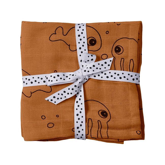 Swaddle 2-Pack Sea Friends Mustard