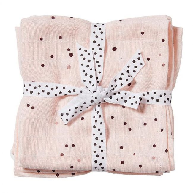 Set di 2 Mussoline Dreamy Dots Rosa