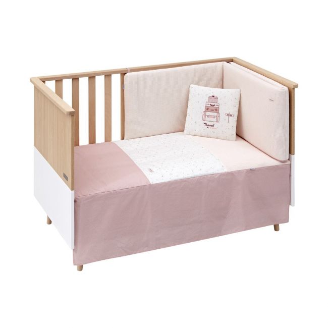 Set 2 pièces Couvre-lit I-V. Lit bébé 70 Rose ciel 70X140 cm CAMBRASS - 1